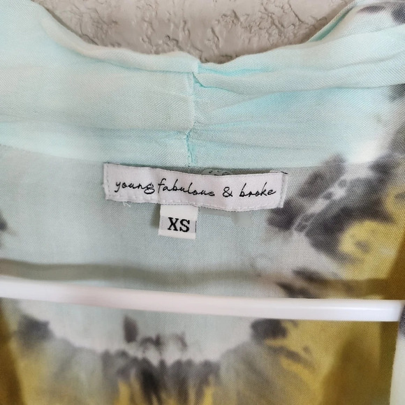 Young fabulous and broke tiedye front tie top size XS oversized style Nww - Picture 5 of 6